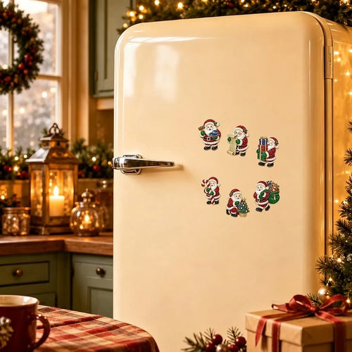 🎅6pcs DIY Santa Claus Diamond Painting Fridge Magnet