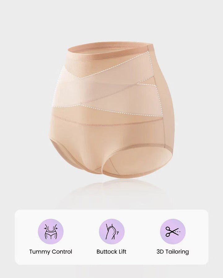🔥Plus-Size High-Waist Cross Tummy Control Panties