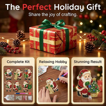 🎅6pcs DIY Santa Claus Diamond Painting Fridge Magnet