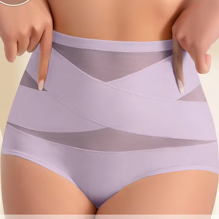 🔥Plus-Size High-Waist Cross Tummy Control Panties